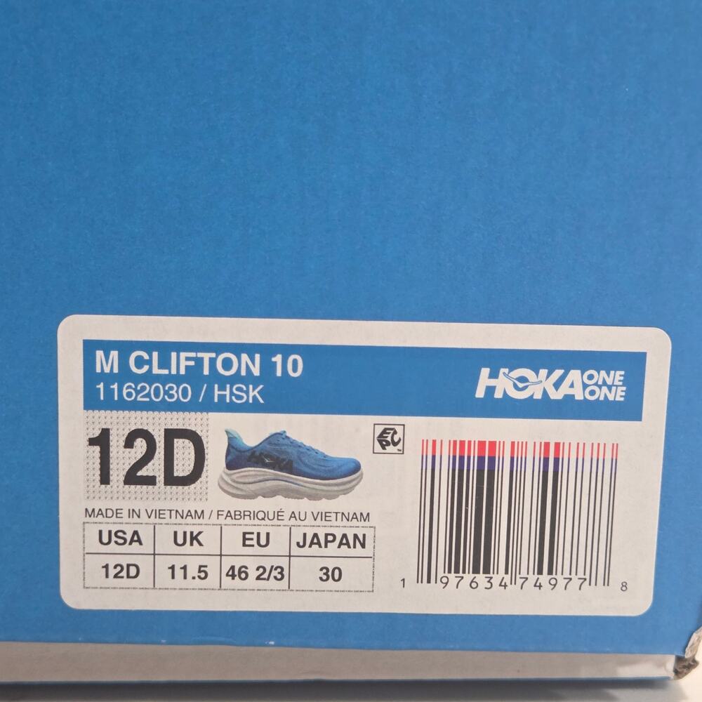 Hoka One M Clifton 10 Skyward Blue Size 12 2E Wide Men's 1162032 HSK Running - Picture 11 of 11